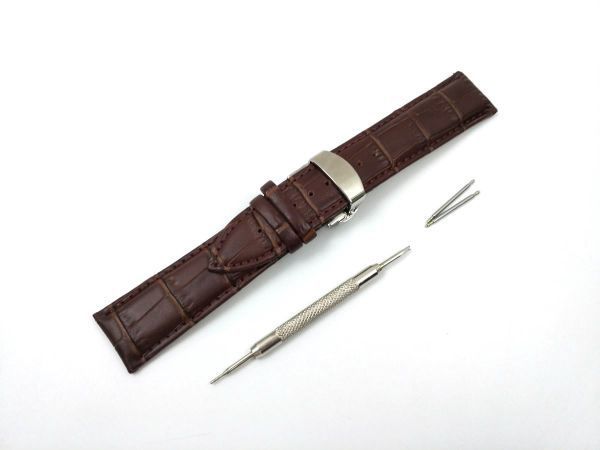  часы замена ремень натуральная кожа D пряжка spring палка инструмент имеется 22mm темно-коричневый 