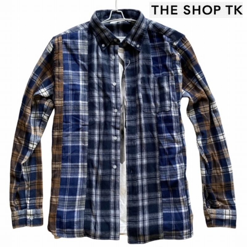 ★新品 THE SHOP TK タケオキクチ ネルシャツ M ヴィンテージライククレイジーネルチェックシャツ タバコブラウン ★_画像1