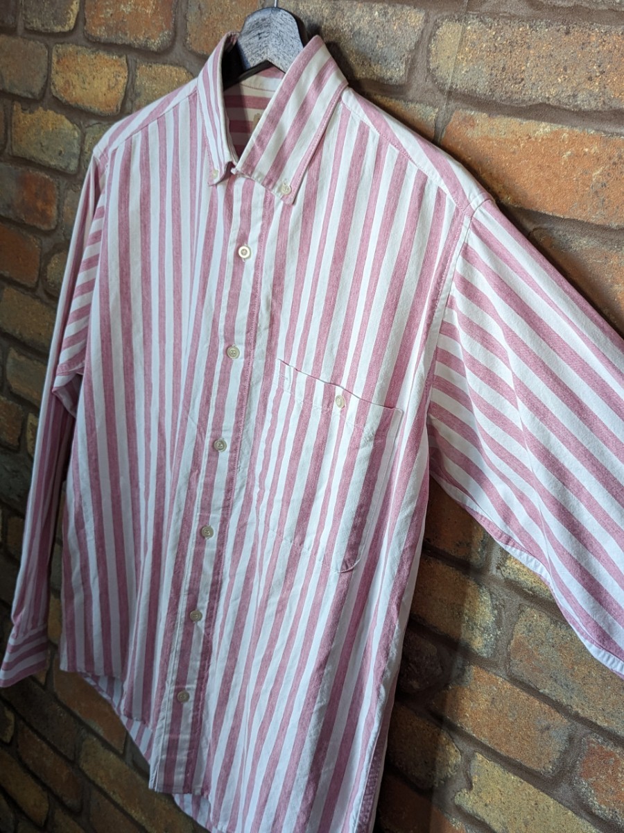 80’s THE FOX ButtonDownShirt PinkStripe Cotton 80年代 ボタンダウンシャツ キャンディストライプ ビンテージ_画像3