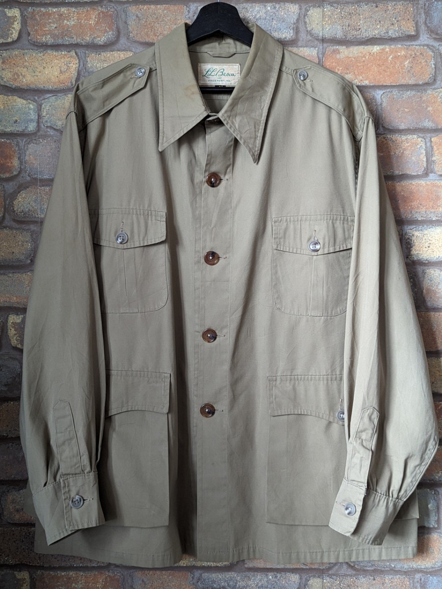 60’s L.L.Bean SafariJacket ShirtJacket 60年代 エルエルビーン 筆記体タグ サファリジャケット シャツジャケット ビンテージ_画像1