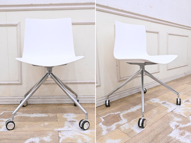 DR115 イタリア製 arper アルペール Catifa46 アームレスチェア 椅子 イス ホワイト 白 モダン デザイナーズ オフィス 事務所 キャスター_画像2