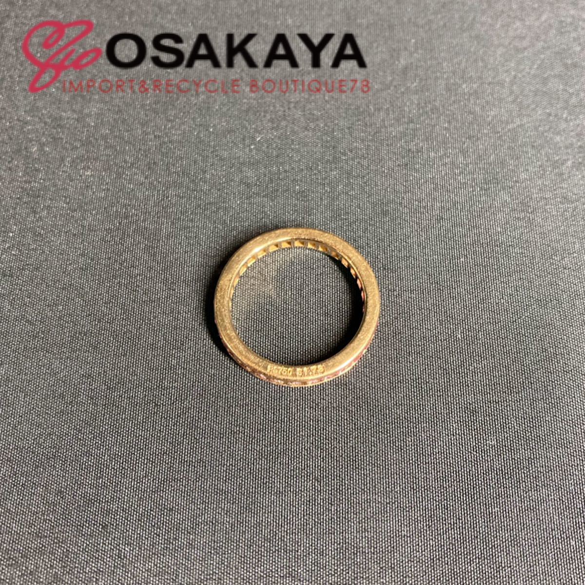  used beautiful goods TOWAMOUR sapphire ring 750PG K18 pink gold #12 gradation full Eternity towa M -ru Princess cut ring 