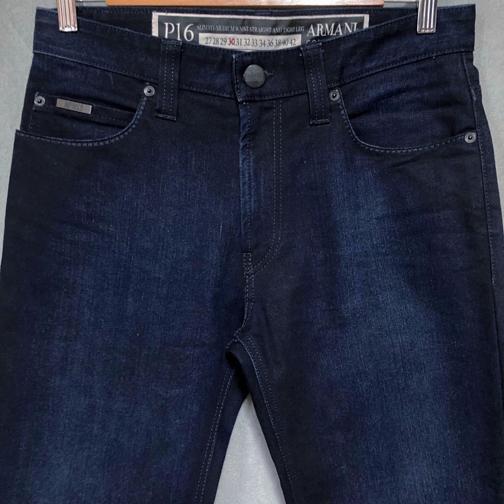 高級 ARMANI COLLEZIONI アルマーニコレツォーニ Dark Blue P16 Slim Fit Jeans スリムフィット ストレッチ デニムパンツ ジーンズ size.30の画像2