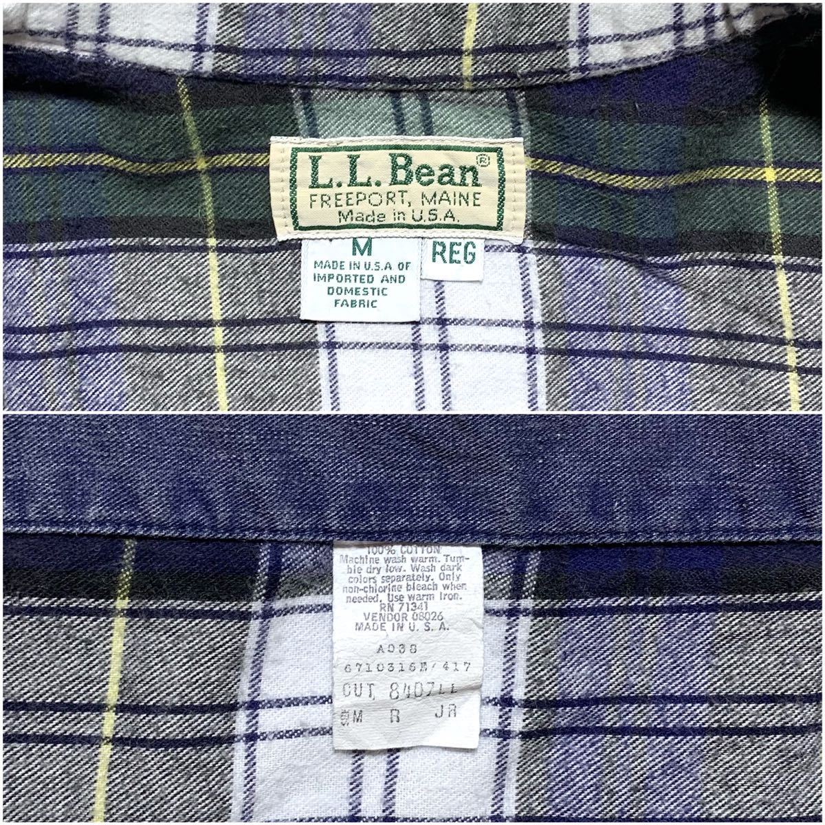 ☆良品 エルエルビーン L.L.Bean 80s ヴィンテージ 裏地チェック オーバーサイズ シャツ USA製 古着 vintage ビッグシルエット アメカジ