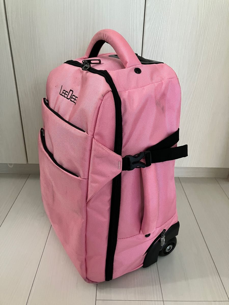 スーツケース 機内持ち込み キャリーバッグ 軽量 ソフトキャスター付き リュック 2way ピンク　ソフトスーツケース