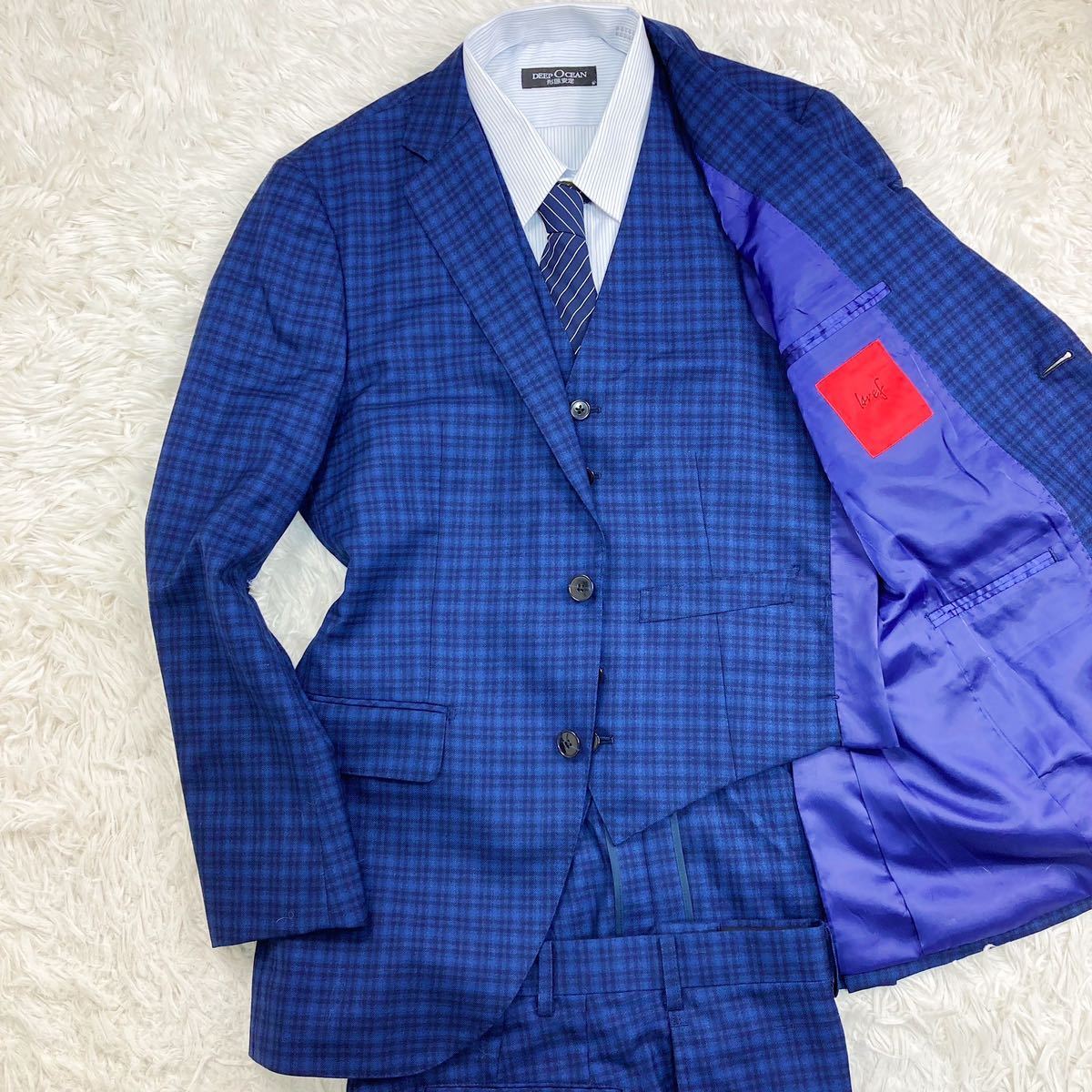 THE SUIT COMPANY セットアップ カノニコ ネイビー チェック柄M-