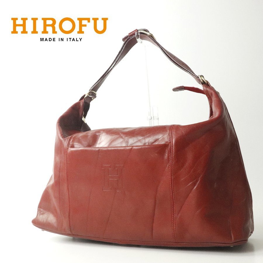 ★参考価格￥93,500- 美品 イタリア製 HIROFU ヒロフ 牛革 バケッタアマーノ オールレザー トートバッグ レッド 赤 ショルダーバッグ_画像1