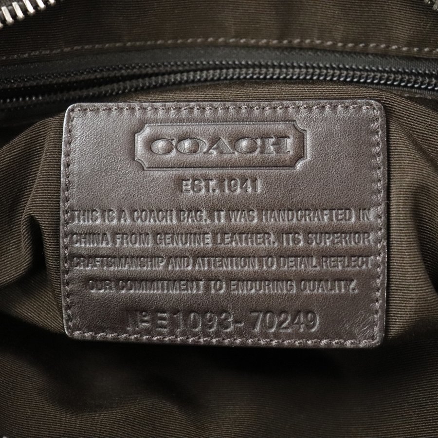 参考価格￥91,800- 美品 COACH コーチ 70249 オプアート CCモノグラム レザー クロスボディ サッチェル ショルダーバッグ 茶 メンズ_画像9