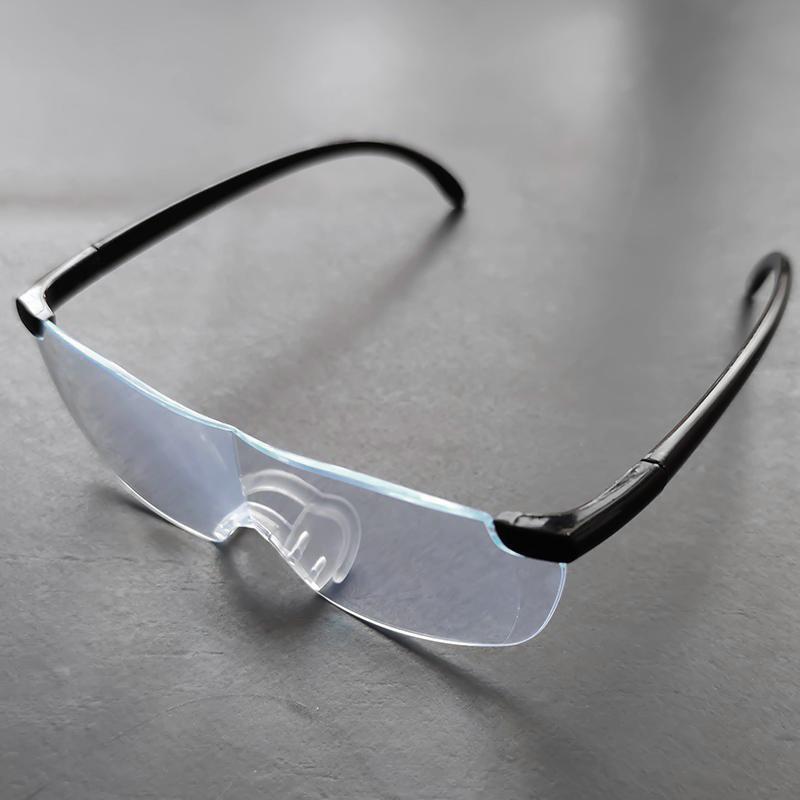 特価 メガネ型 拡大鏡 1.6倍 軽量グラス オーバーグラス対応 ルーペめがね 眼鏡 ブルーライトカット フリーサイズ 男女兼用 黒紫 送料無料_画像3