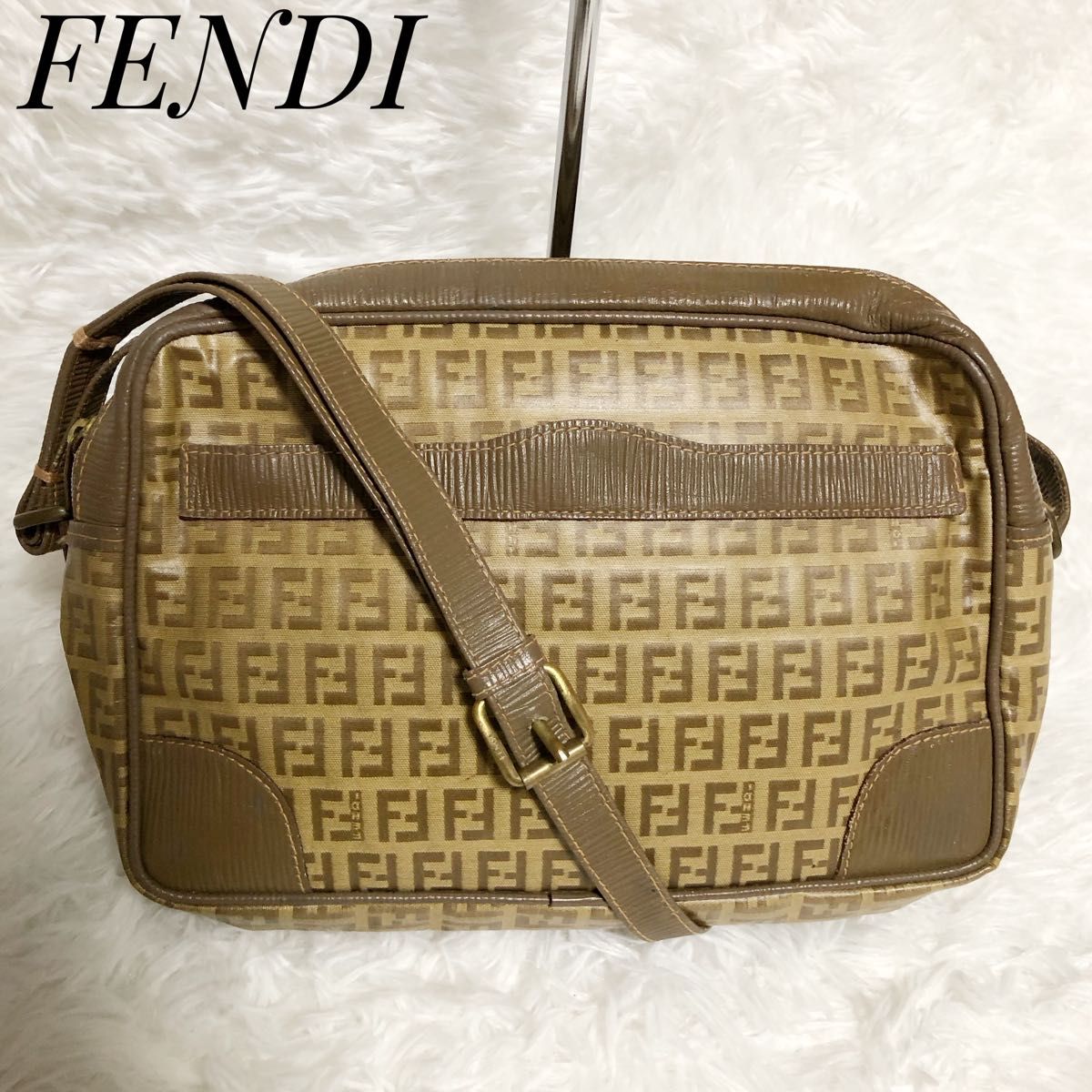 FENDI フェンディ ヴィンテージ ショルダーバッグ ズッカ柄 PVC×レザー