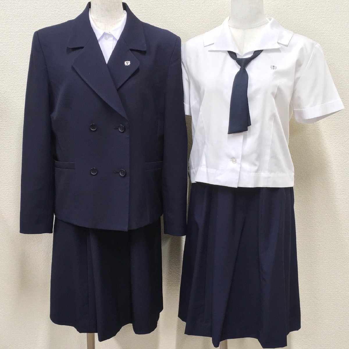 AT638(中古)栃木県 宇都宮中央女子高校(旧制服) 7点セット/校章付/4/5/L/W66/ブレザー/ベスト/ブラウス/スカート/ネクタイ/学生服/卒業生品