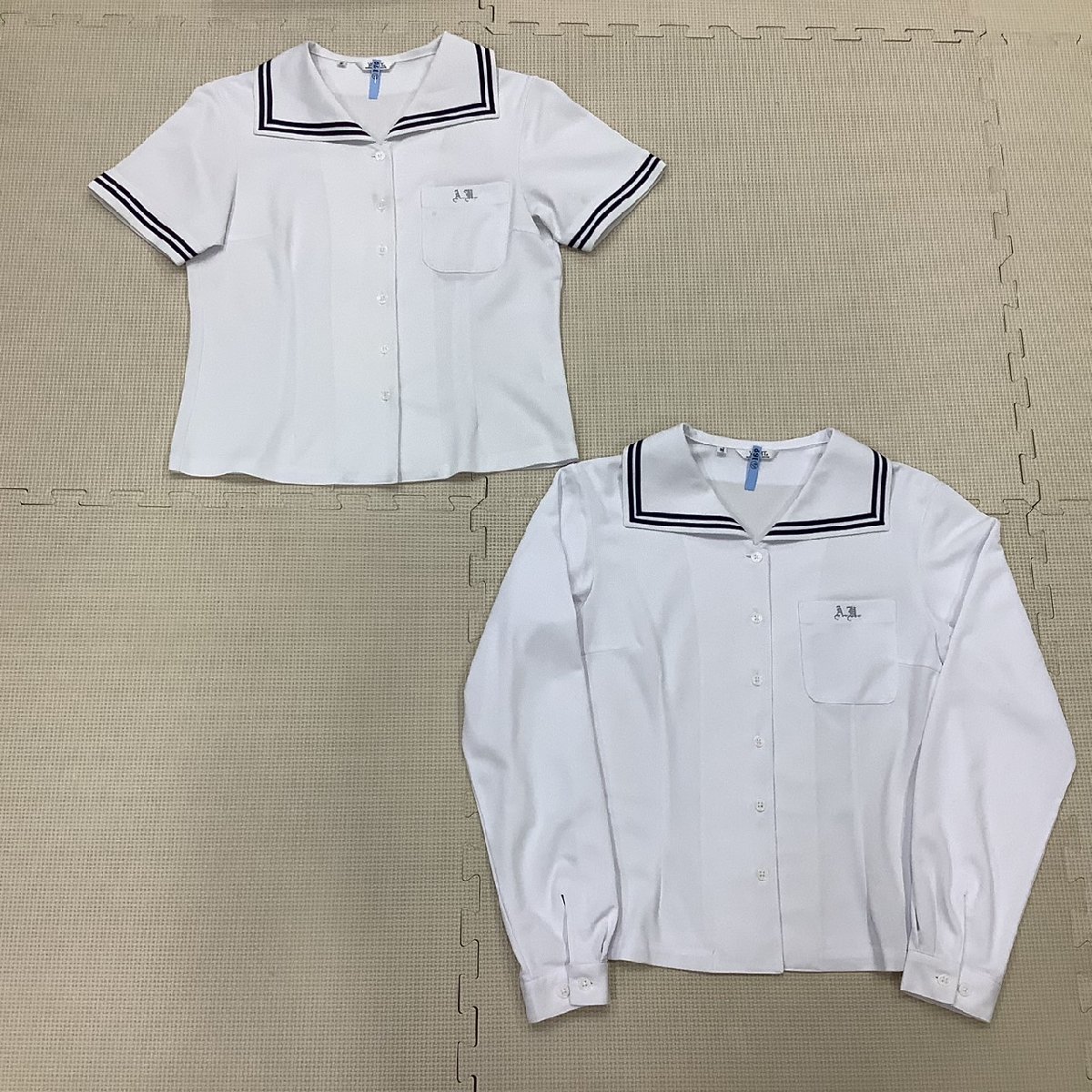 I13/Y(中古)山形県 荒砥高校 女子制服3点 /希少/現行/旧制服/S/M/W63/丈53/合服ブラウス/半袖ブラウス/夏スカート/グレー/チェック/学生服の画像2