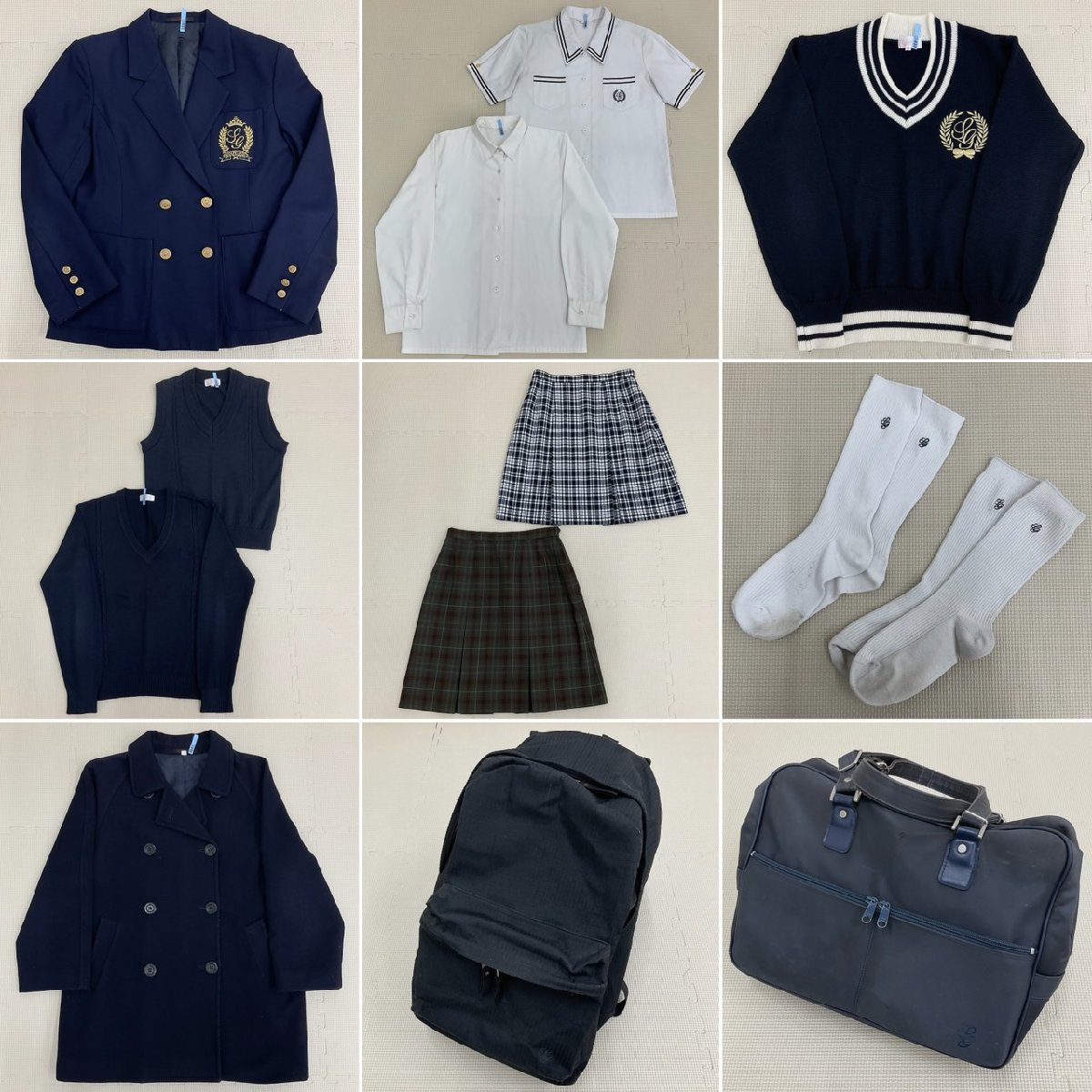 U16/S890(中古/箱)東京都 目黒星美学園中学校・高校 女子制服14点 /旧制服/M/L/W75/ブレザー/セーター/ブラウス/スカート/靴下/鞄/コート/_画像3