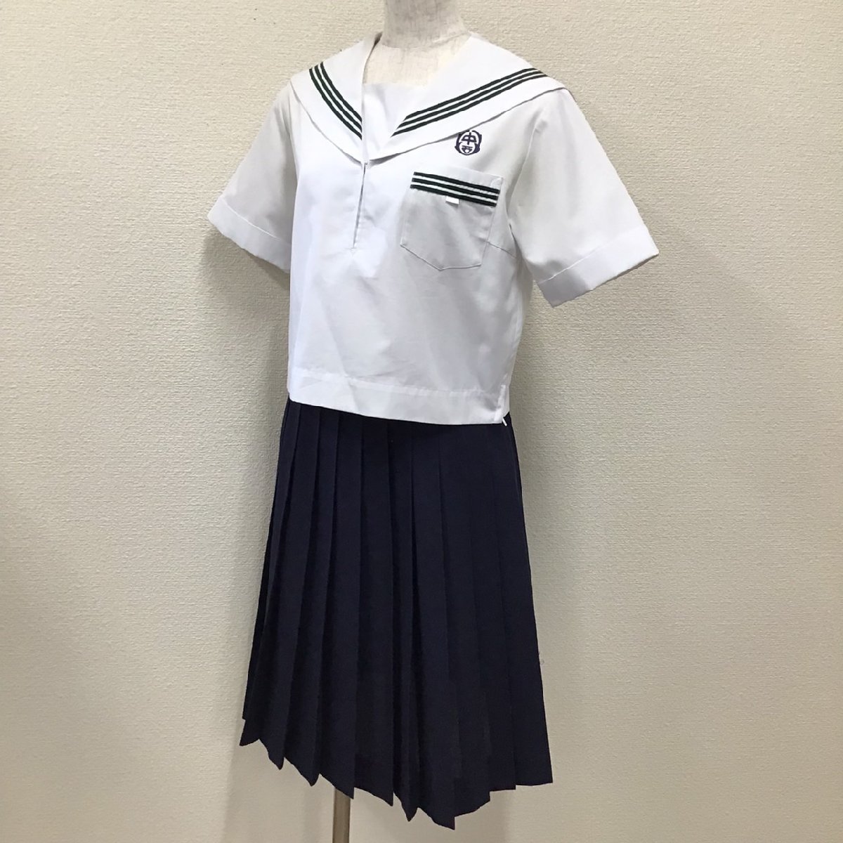 O52/(中古) 兵庫県 飾磨西中学校 セーラー服 上下セット /160A O52/(中古) 兵庫県 飾磨西中学校 セーラー服 上下セット /160A