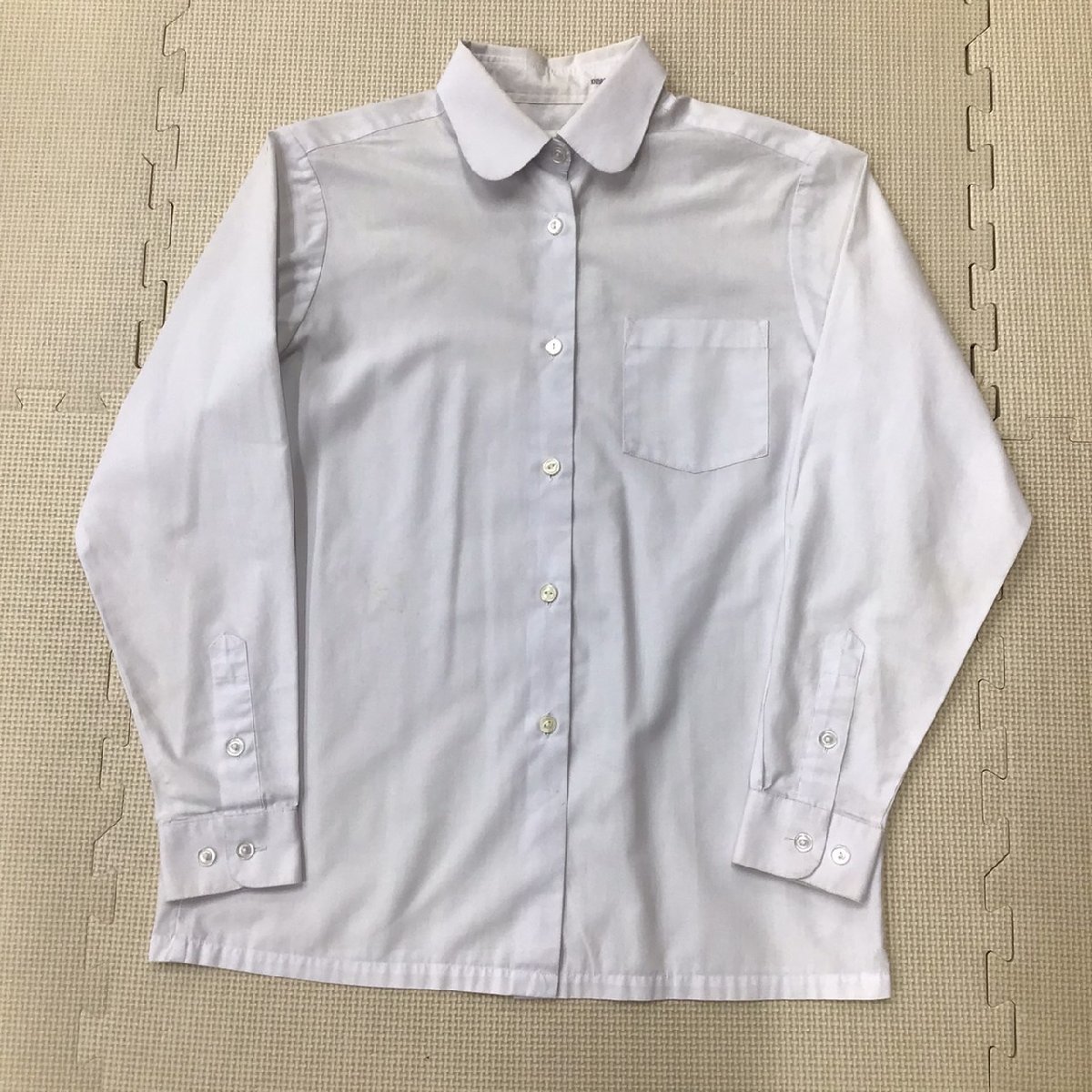 O54/T799(中古)女子制服 3点 /校名不明/155/総丈96/ジャンパースカート/ブラウス/紐リボン/KANK/Takemoto/紺/白/赤/冬用/冬服/学生服_画像8