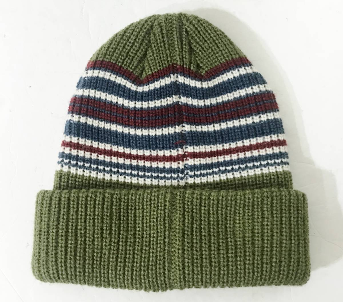 STUSSY STRIPED CUFF BEANIE オリーブ ステューシー ストライプ ボーダー ベーシックロゴ ニットキャップ ビーニー 帽子_画像2