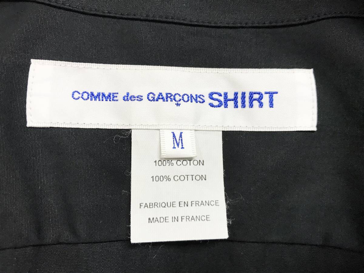 フランス製 COMME des GARCONS SHIRT コムデギャルソンシャツ ノーカラープルオーバーロングシャツ ブラック M PLAYCDGHOMMEPLUS_画像6