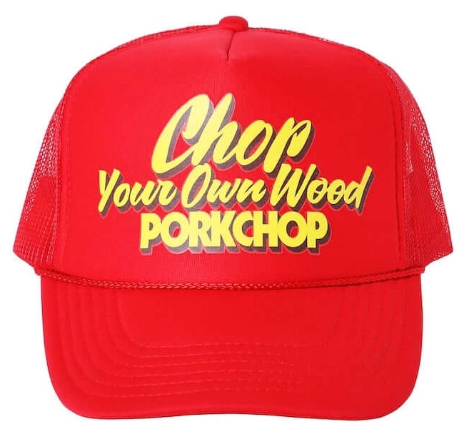 新品 PORKCHOP GARAGE SUPPLY CHOP YOUR OWN WOOD CAP レッド メッシュキャップ スナップバック 帽子 ポークチョップ ガレージサプライ