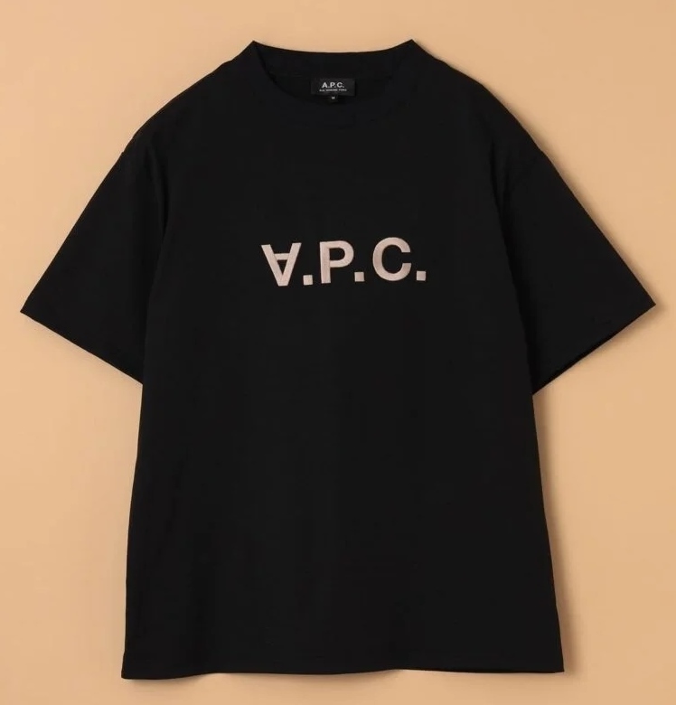 BEAMS LIGHTS別注 A.P.C. VPC ロゴ刺繍 半袖 Tシャツ ブラック XS ビームスライツ アーペーセー Tee 日本製