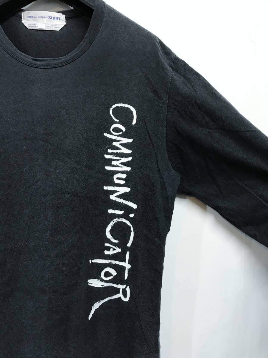 アーカイブ COMME des GARCONS SHIRT コムデギャルソンシャツ "CoMMuNiCAToR" ロンT L 黒 HOMMEPLUSJUNYAWATANABEBLACKPLAYCDG_画像3