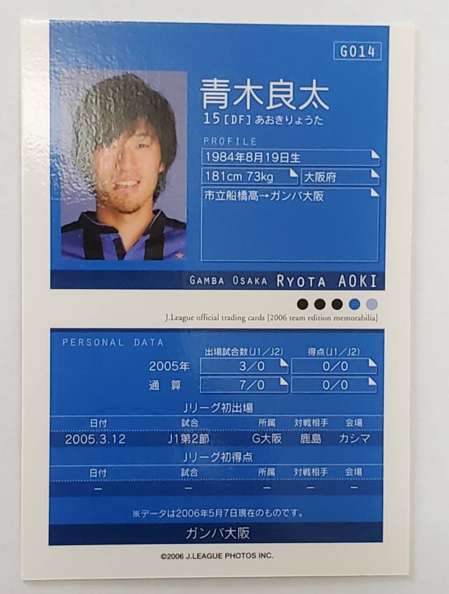 2005年　サッカー　ガンバ大阪　青木良太　BBM刻印入り　直筆サインカード　トレーディングカード　美品_画像3