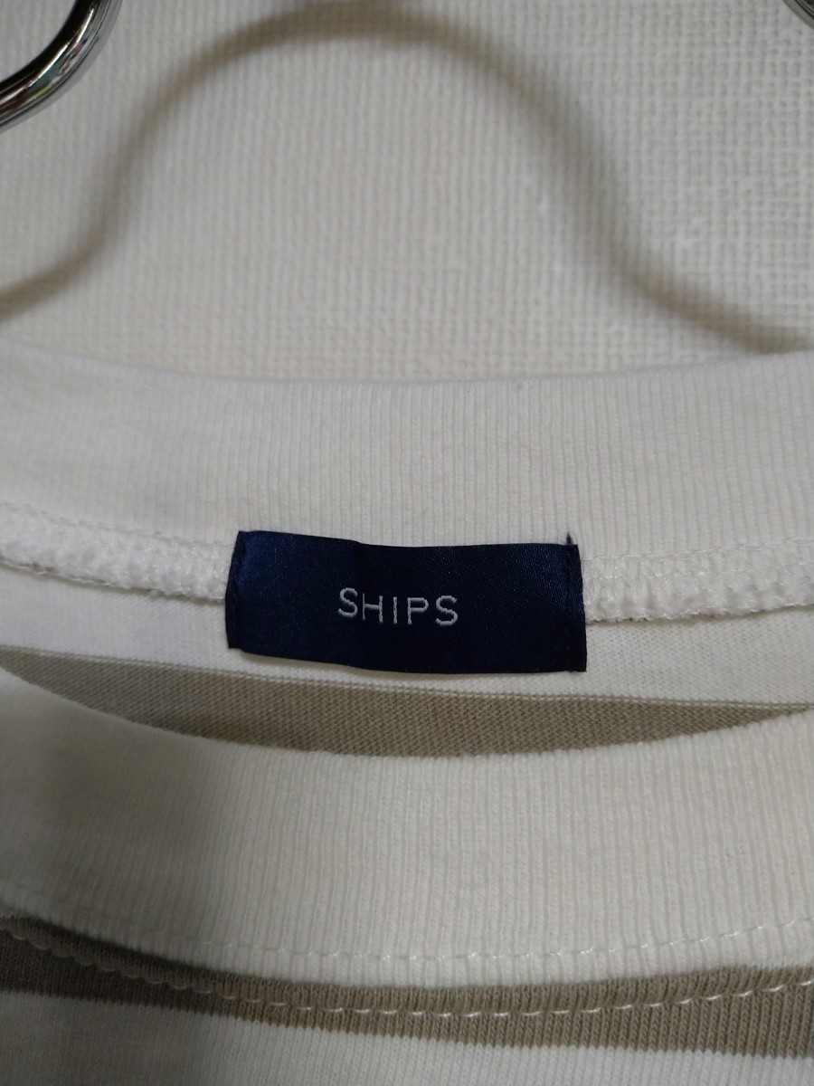 SHIPS  длинный рукав    полосатый    хлопок    футболка  M  доставка бесплатно ！