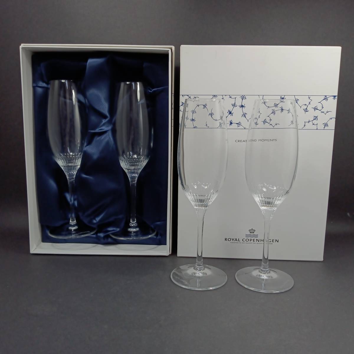 ■ロイヤル コペンハーゲン Royal Copenhagen シャンパン グラス 4客 セット 箱付き■KAS31166