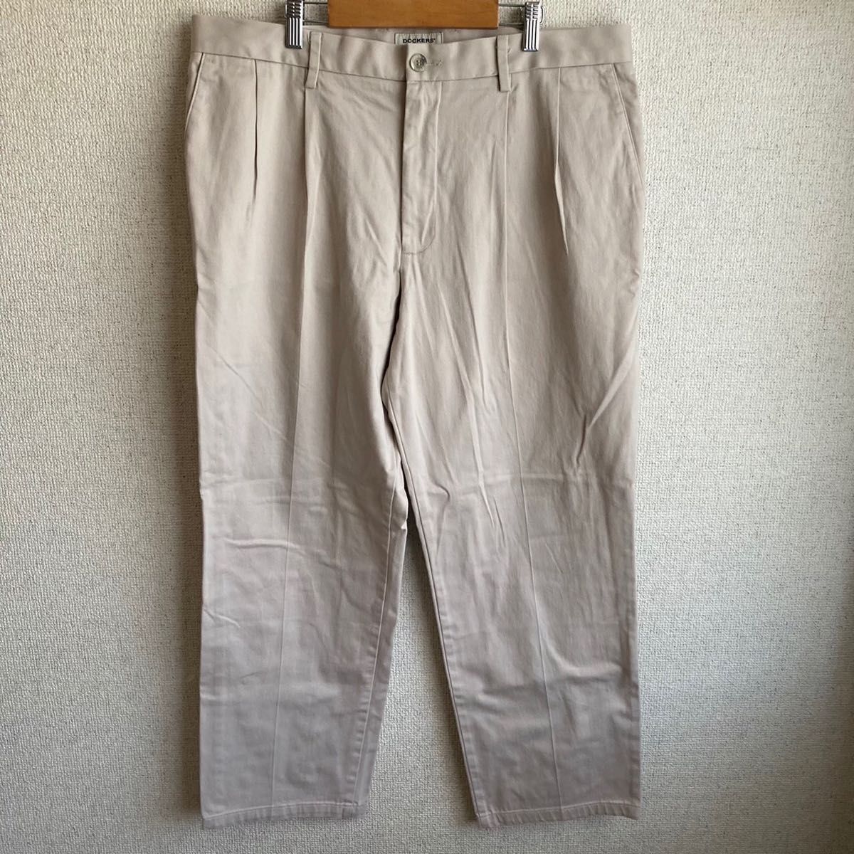 90s DOCKERS 2タック ワイドシルエット チノパン 36/30 ベージュ ドッカーズ 90's vintage 古着