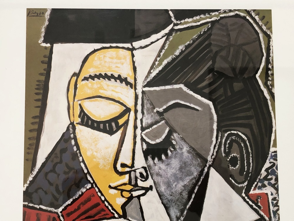 パブロ・ピカソ壁掛けアート額入り絵画 Pablo Picasso模写 名画アートフレーム読書する女の顔 展示品・アウトレット