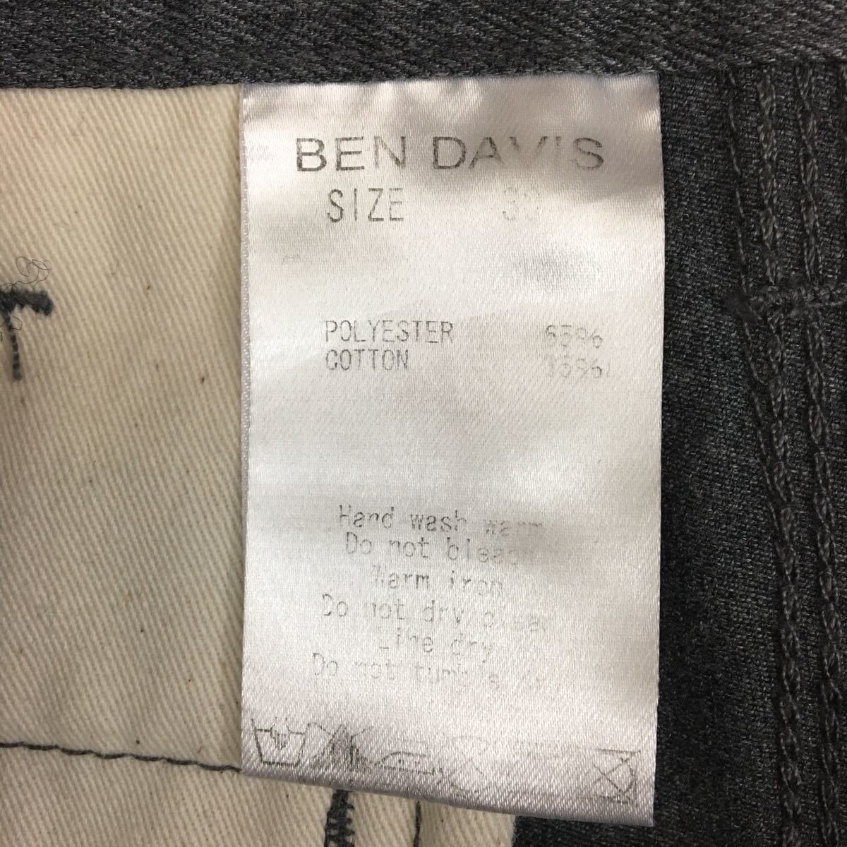 【美品・良品】ベンデイビス BEN DAVIS ショートパンツ ハーフパンツ ポケット ロゴ ワッペン 男性用 メンズ グレー 30サイズ £△