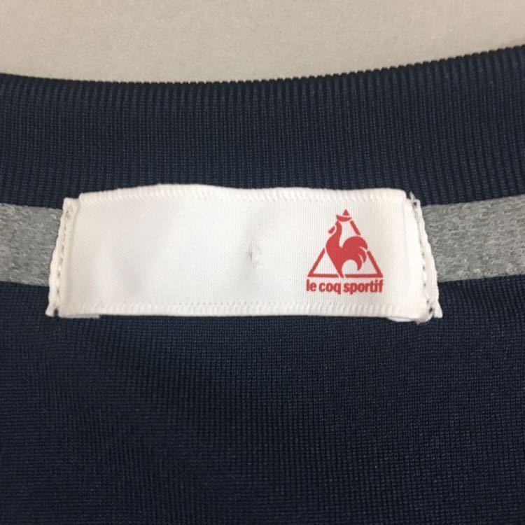 【美品・良品】ルコック le coq sportif ドライTシャツウェア 半袖 丸首 トップス プリント ロゴ刺繍 ネイビー メンズ 男性用 Sサイズ ♭▽