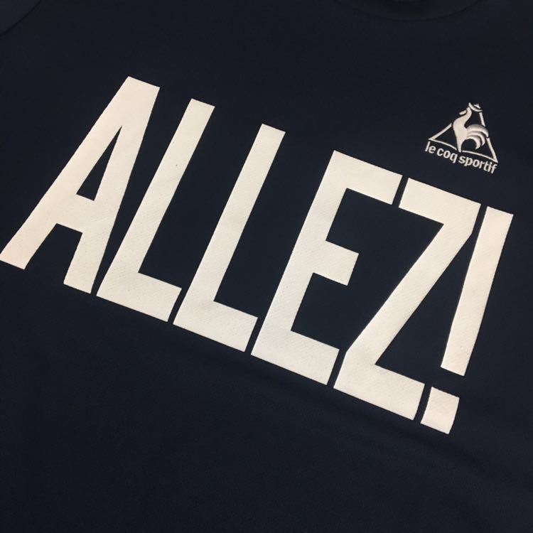 【美品・良品】ルコック le coq sportif ドライTシャツウェア 半袖 丸首 トップス プリント ロゴ刺繍 ネイビー メンズ 男性用 Sサイズ ♭▽