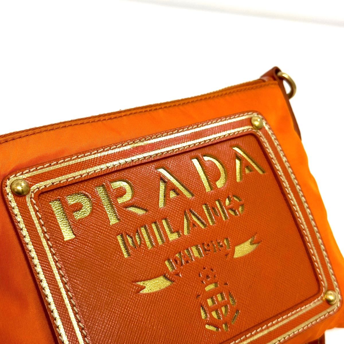 美品 PRADA プラダ サフィアーノ×ナイロンのミニショルダーバッグ