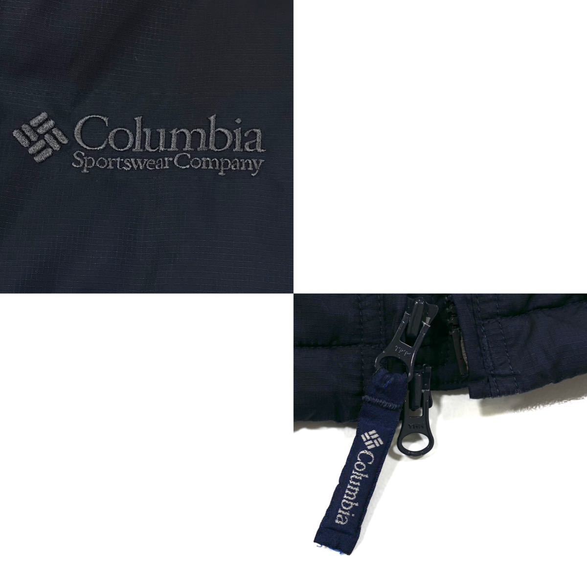 Columbia(コロンビア)中綿入りジャケット 刺繍ロゴ ブルゾン メンズS ネイビー系_画像6