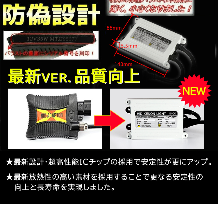 【品質勝負】MTC製リレーレス◆極薄型 35W H4hi/lo HIDキット ヘッドライト 4300K 1年保証_画像3