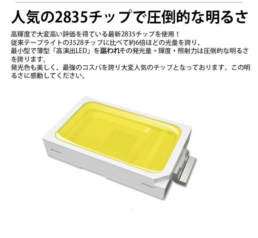 3色無階段調光 ledテープライト BANNAI 間接照明 AC100V 180SMD/M 8mセット リモコン付き 防水 ledテープ 二列式 明るい カット可能_画像3