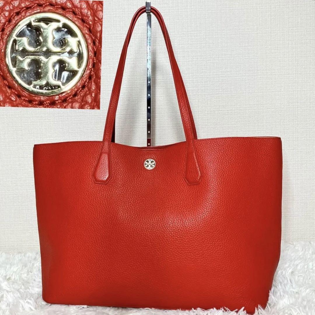 国内正規品】 トリーバーチ トートバッグ 台形 船形 A4可能 赤系