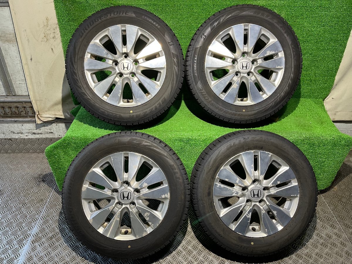 HONDA ホンダ 純正 16インチ 6.0J +50 PCD114.3 5H【205/60R16】BLIZZAK VRX2 2018年製 7分山 冬 雪 スタッドレスタイヤ付4本セット！_画像1