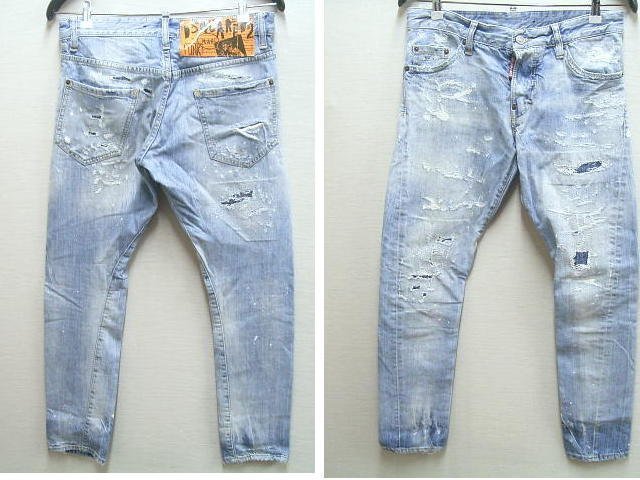 即決[44]DSQUARED2 19AW SEXY TWIST JEAN LIGHT PIRANHA WASH リペア デニム セクシーツイスト スリム ジーン S71LB0627 パンツ■5342_画像1