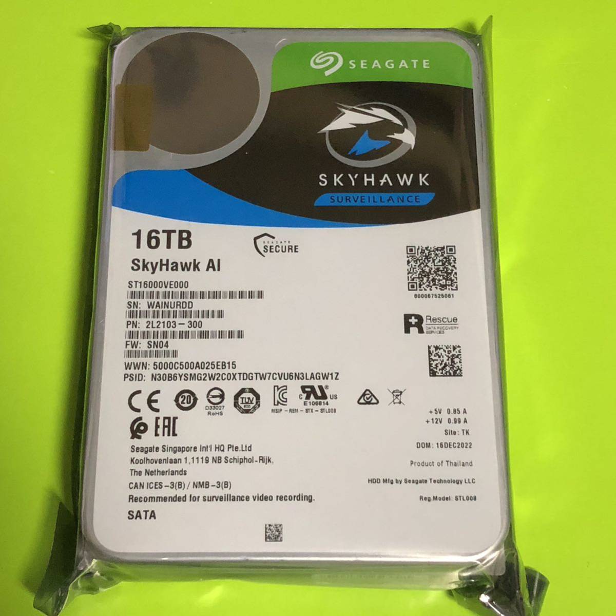 最先端 16TB HDD Seagate 【未使用品】 SKYHAWK ST16000VE000 3.5