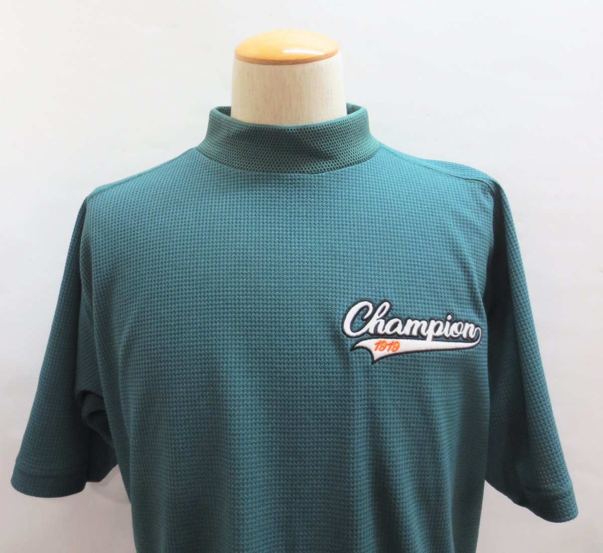 新品★チャンピオン★Champion★C3-XG308 モックネックシャツ 23SS★半袖 UVカット 速乾★2023 春夏★【540】グリーン★XL_画像3