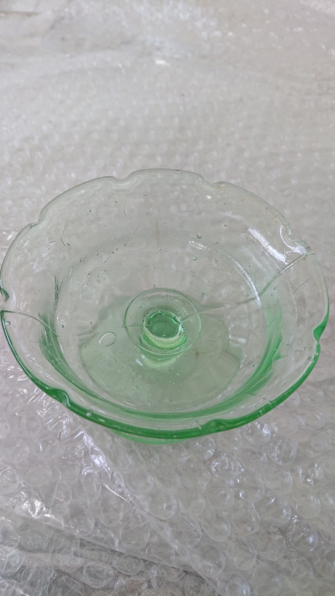  Showa Retro ice glass 2 point set ice glass with legs glass with legs plate antique glass ice cream pudding desert plate u Ran glass?