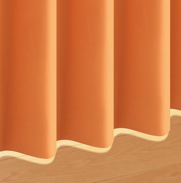 １級遮光 ドレープカーテン (幅150cm×高さ178cm)の２枚セット 色-オレンジ /国産 日本製 防炎 遮熱 洗える_画像2