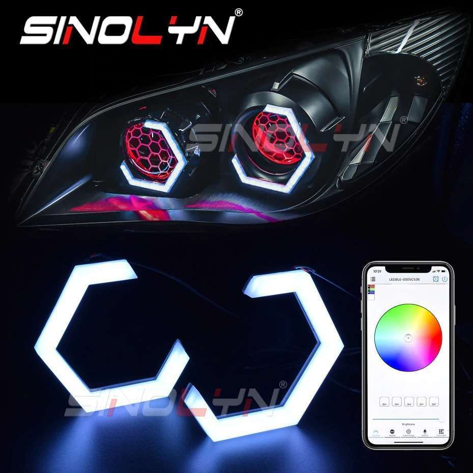 RGB angel's eye zAPPLED Hello light ring head light projector light tuning multicolor car accessory for automobile goods 