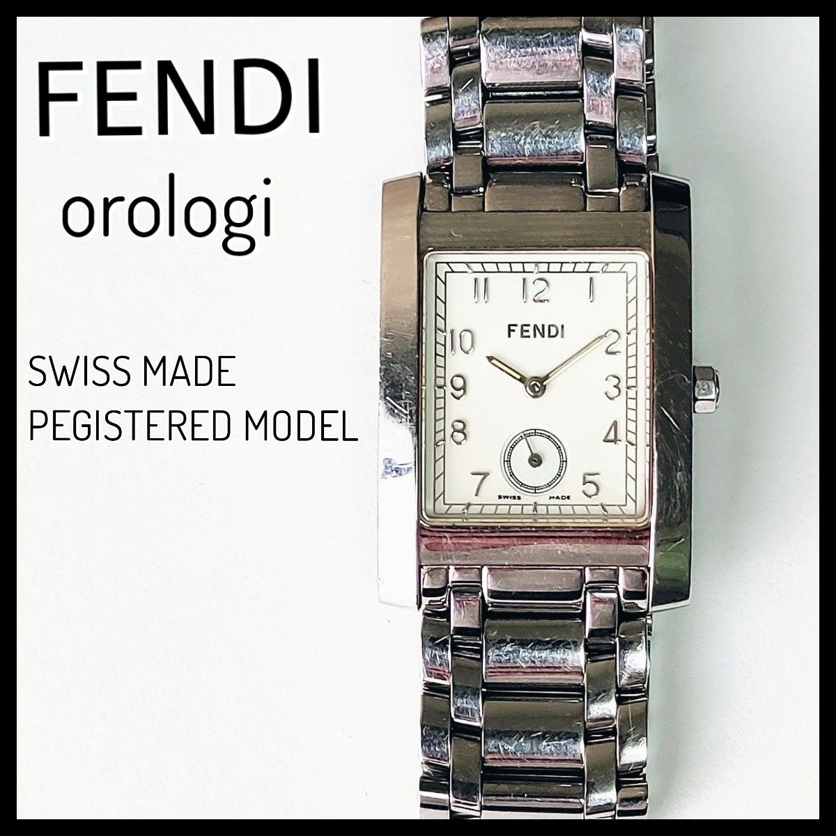 FENDI☆アナログ腕時計 orologi ステンレススチール製 シルバーカラー フェンディ ※電池交換済