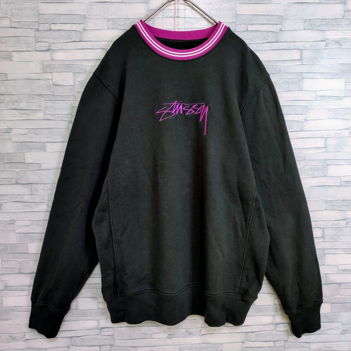 人気】Stussy ステューシー センター刺繍ロゴ付スウェット リンガー