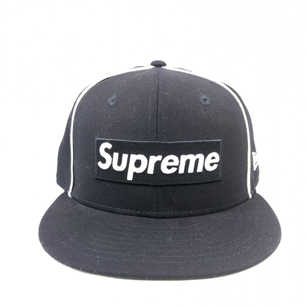 【中古】SUPREME×New Era ベースボールキャップ box logo piping ボックスロゴ ポイピング サイズ59.6cm[240091333112]