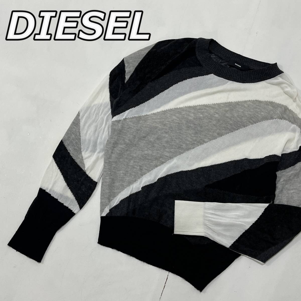 DIESEL】ディーゼル アルパカ モヘヤ カシミヤ混 切り替えし 薄手