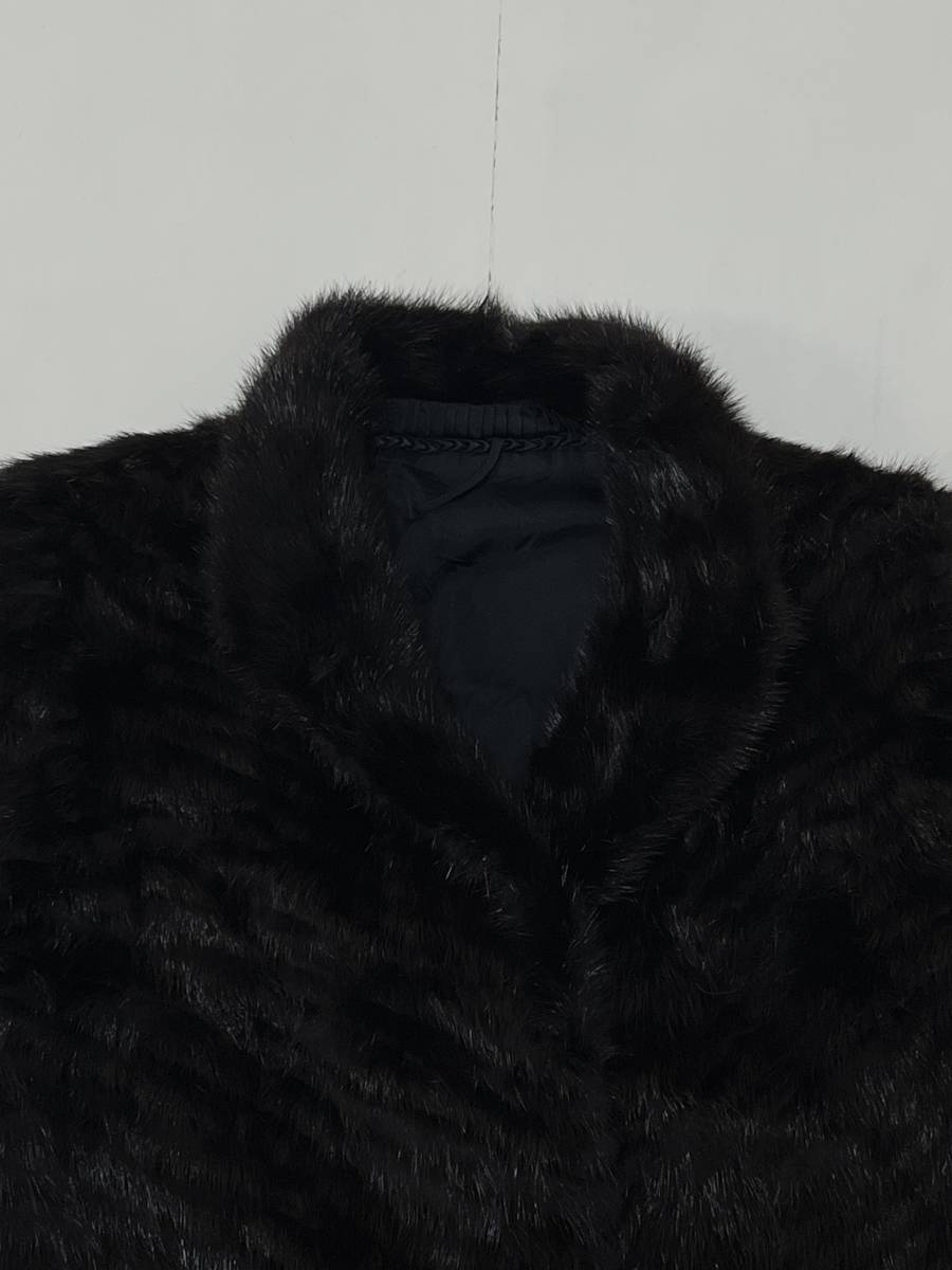 【MINK FUR】ミンク 本毛皮 リアルファー ショールカラー ハーフコート ジャケット 黒 焦げ茶 ブラック ダークブラウン