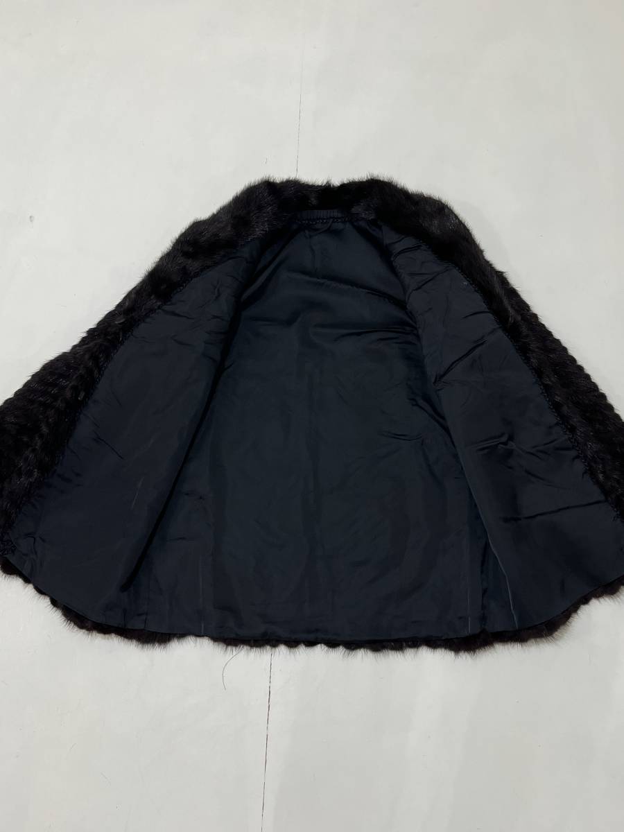 【MINK FUR】ミンク 本毛皮 リアルファー ショールカラー ハーフコート ジャケット 黒 焦げ茶 ブラック ダークブラウン